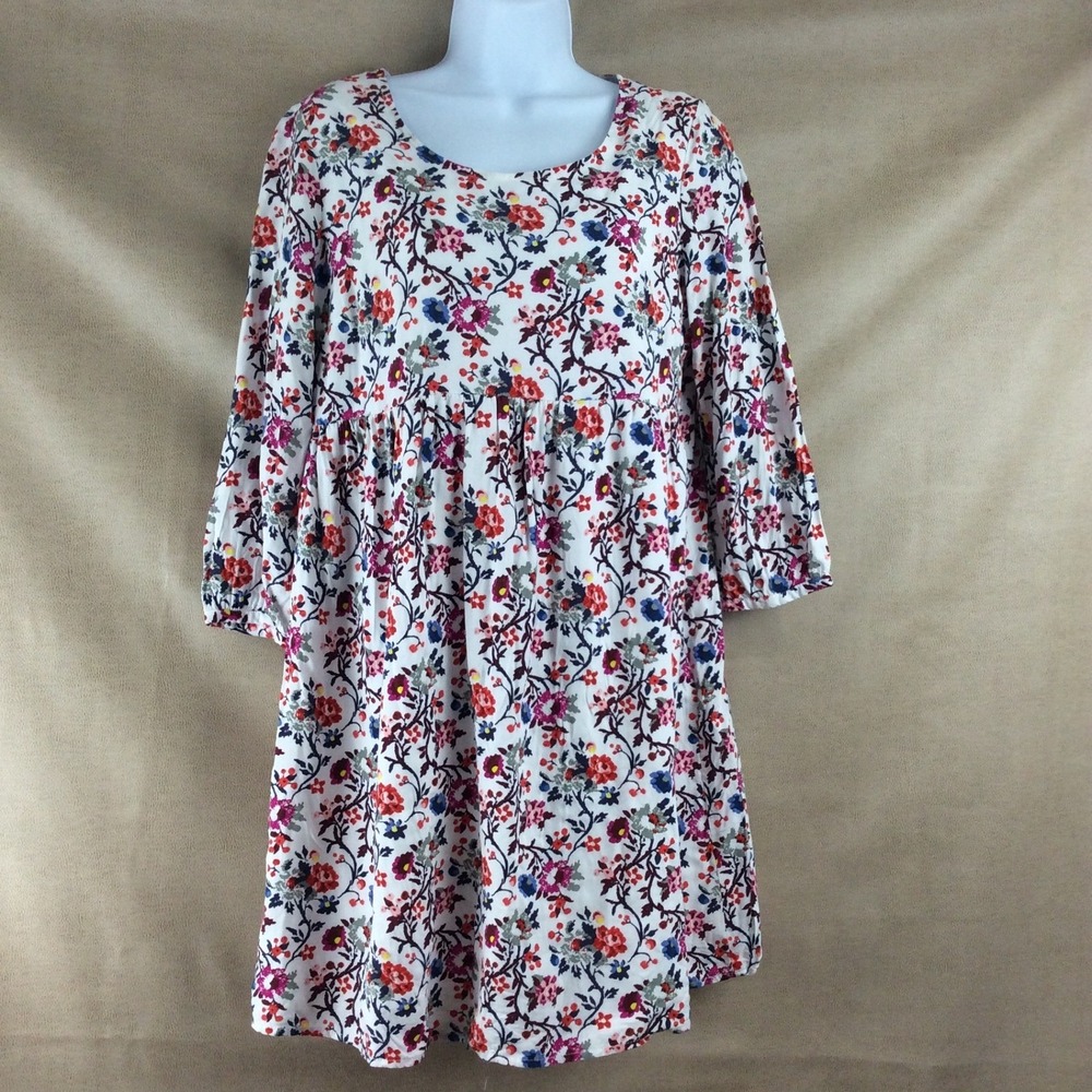 Old Navy Maternity Dress Floral Print Midi Babydoll Swing 3/4 Sleeve Size S